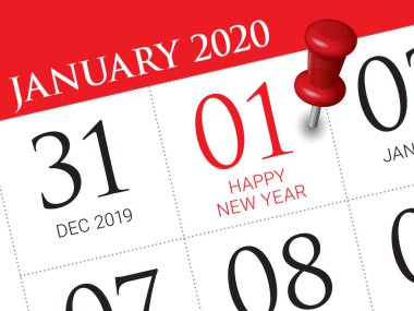 Günlük takviminde 2020 yılının ilk gününün kapanışı.