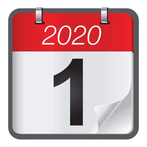 Takvimde 2020 yılının ilk gününün kapanışı. — Stok Vektör