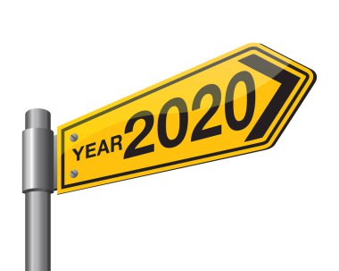 2020 yılı vektör illüstrasyonyol işareti.