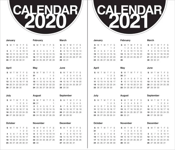 Modelo de projeto do vetor calendário do ano 2020 2021 — Vetor de Stock