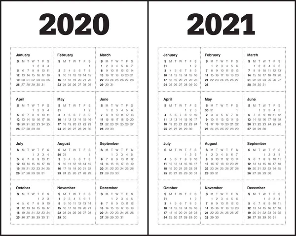 2020年 2021年カレンダーベクトルデザインテンプレート — ストックベクタ