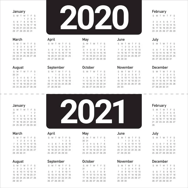 Year 2020 2021 calendar vector design template — Stock Vector