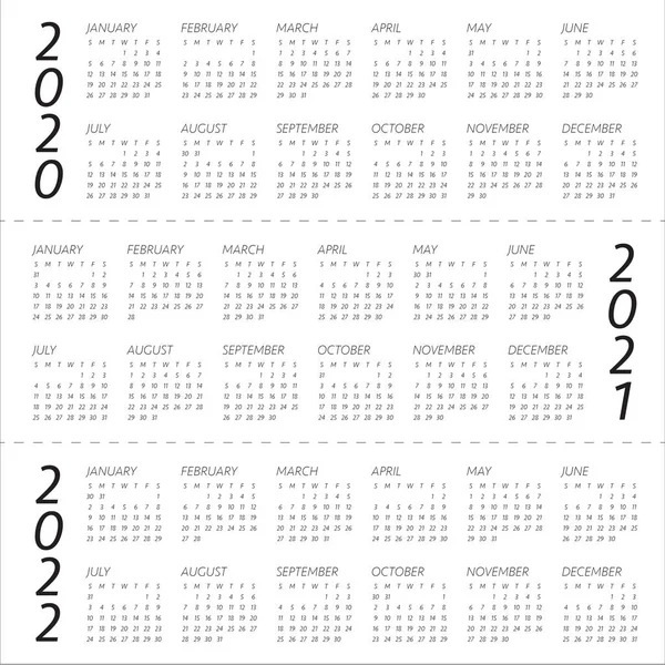 Рік 2020 2022 календар векторний шаблон дизайну — стоковий вектор