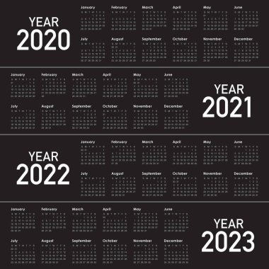 Yıl 2020 2021 2022 2023 takvim vektör tasarım şablonu