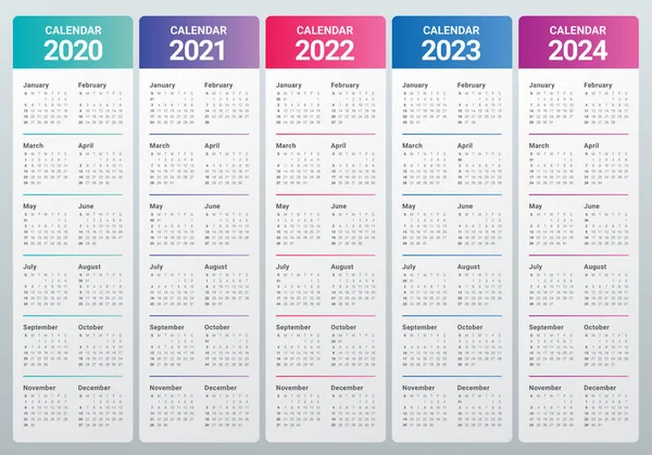 Рік 2020 2022 2023 2024 календар векторний шаблон дизайну — стокове фото