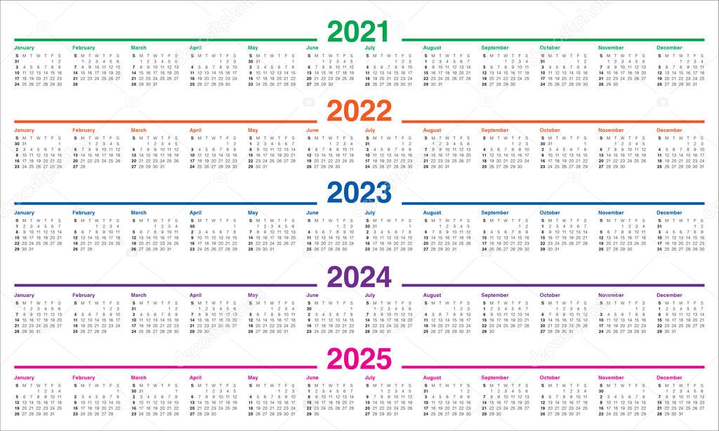 Modele Calendrier 2023 2024 Year 2021 2022 2023 2024 2025 Calendar Vector Design Template, Simple And  Clean Design #416669576 - Larastock