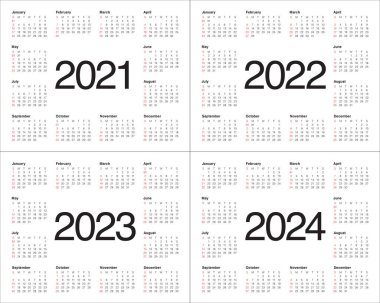 Yıl 2021 2022 2023 takvim vektör tasarım şablonu, basit ve temiz tasarım