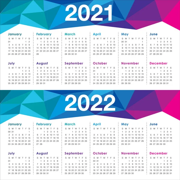 Anno 2021 2022 Modello Disegno Vettoriale Del Calendario Design Semplice — Vettoriale Stock