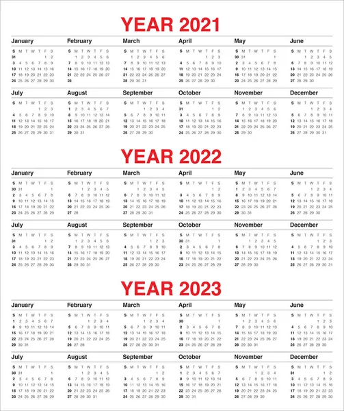 2021 2022年2023年カレンダーベクトルデザインテンプレート シンプルかつきれいなデザイン — ストックベクタ