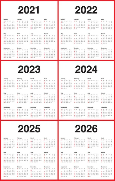 Rok 2021 2022 2023 2024 2025 2026 Szablon Projektu Wektora — Wektor stockowy