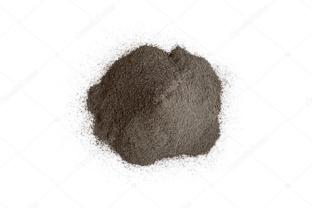 Black cosmetic clay isolated on white background.