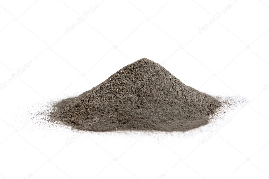 Black cosmetic clay isolated on white background.