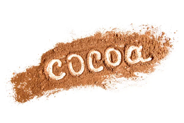 Cacaopoeder Geïsoleerd Witte Achtergrond — Stockfoto