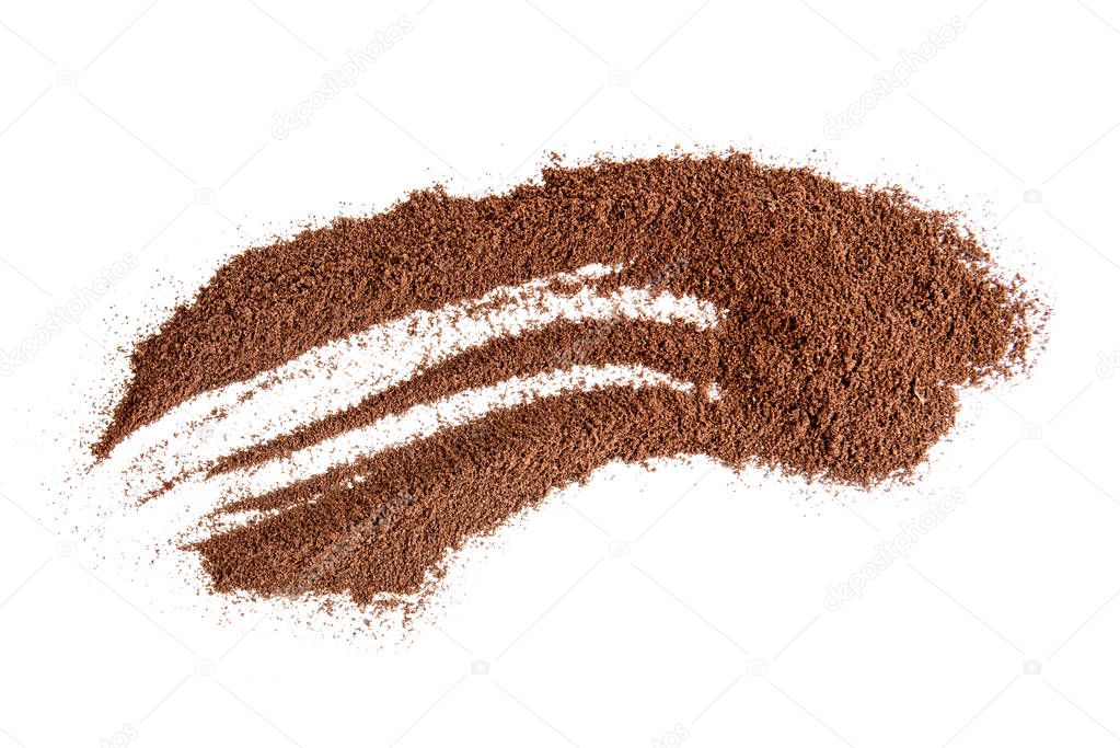 Coffee powder isolated on white background.