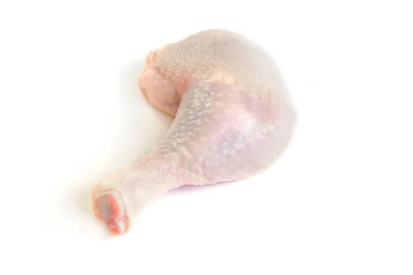 Muslo Pollo Crudo Aislado Sobre Fondo Blanco — Foto de Stock