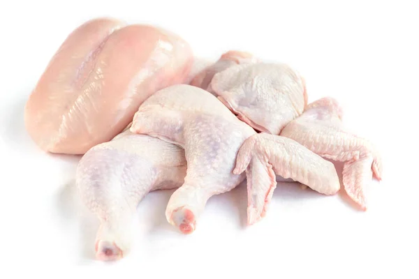 Beyaz Arka Planda Çiğ Tavuk Eti — Stok fotoğraf