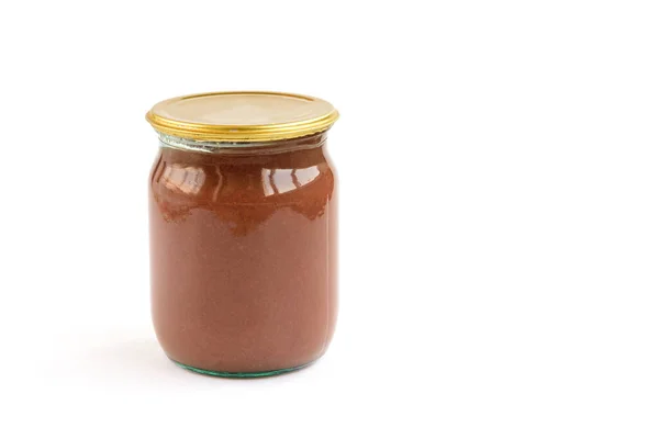 Homemade Apple Jam Glass Jar Isolated White Background — Stock Photo, Image