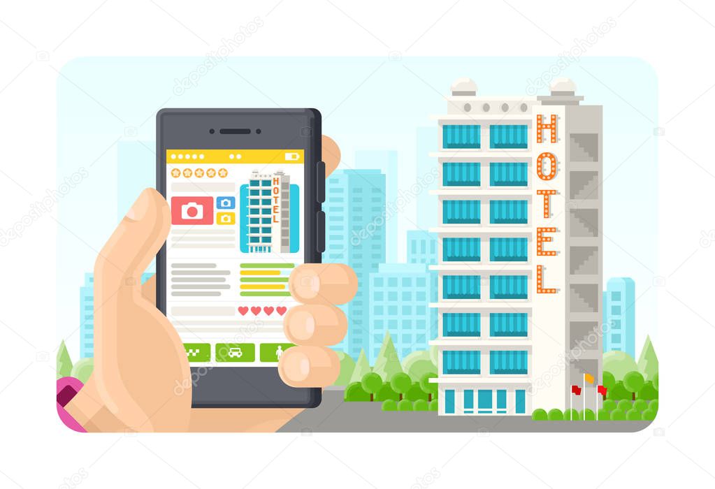 Online booking phone application concept in flat style