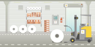 Vektör depo hangar iç boş sahne düz stil