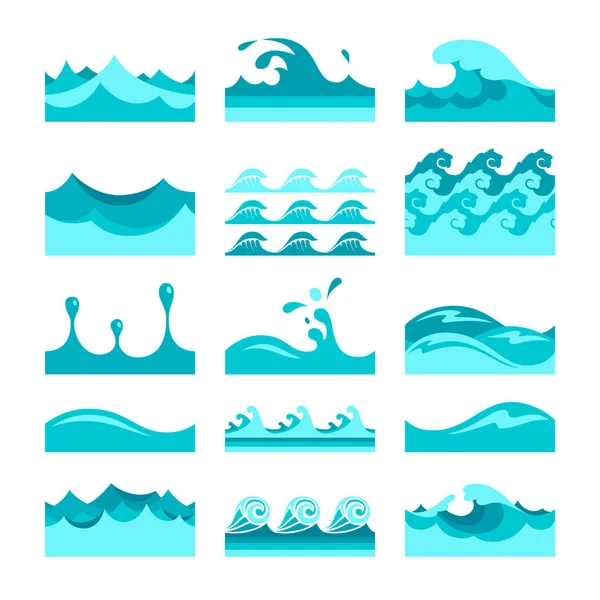 Vector Sin Costuras Azulejos Ola Agua Azul Conjunto Para Los — Vector de stock