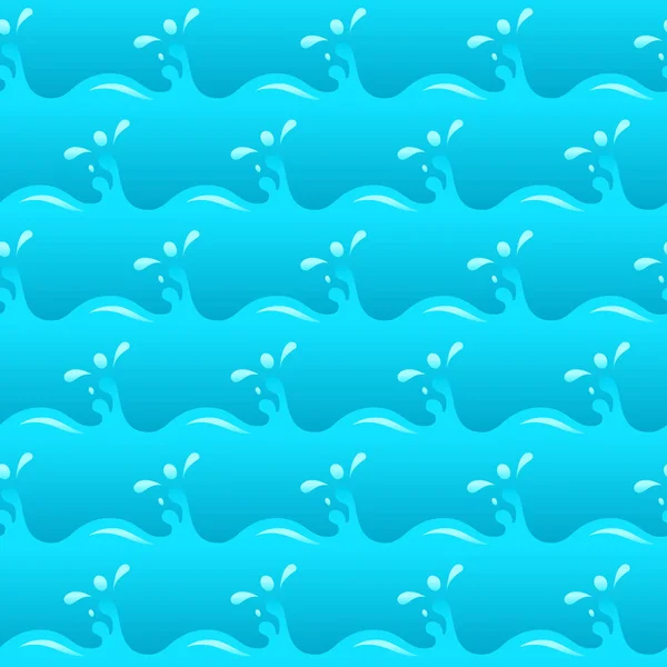 Blue Water Waves Splashes Seamless Vector Texture Pattern — Stock Vector