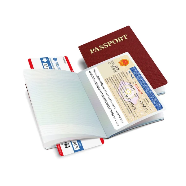 Passeport International Vectoriel Avec Visa Vietnam — Image vectorielle