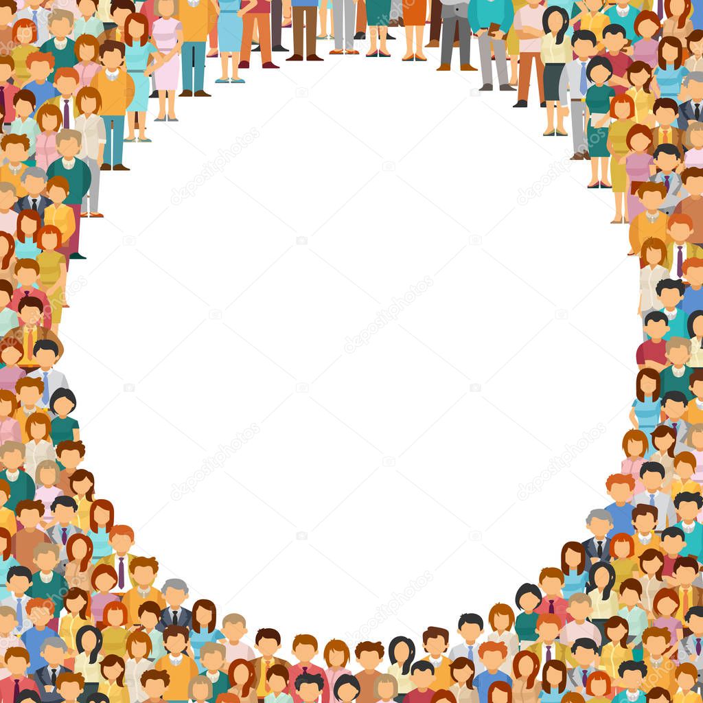 Crowd of people with circle empty copyspace in center vector background