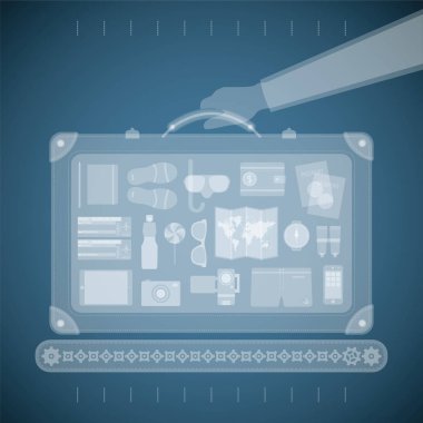 vektör kavramı turizm ve iş için xray Havaalanı tarayıcı, sanayi seyahat