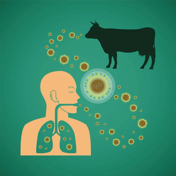 Concepto Vectorial Del Virus Tuberculosis Patógena Respiratoria Humana Animal — Archivo Imágenes Vectoriales