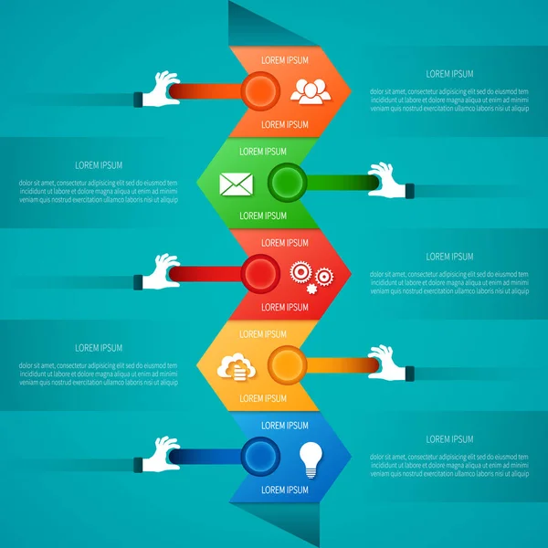 Αφηρημένη Διάνυσμα Timeline Infographic Πρότυπο Επίπεδη Στυλ Για Διάταξη Ροής — Διανυσματικό Αρχείο