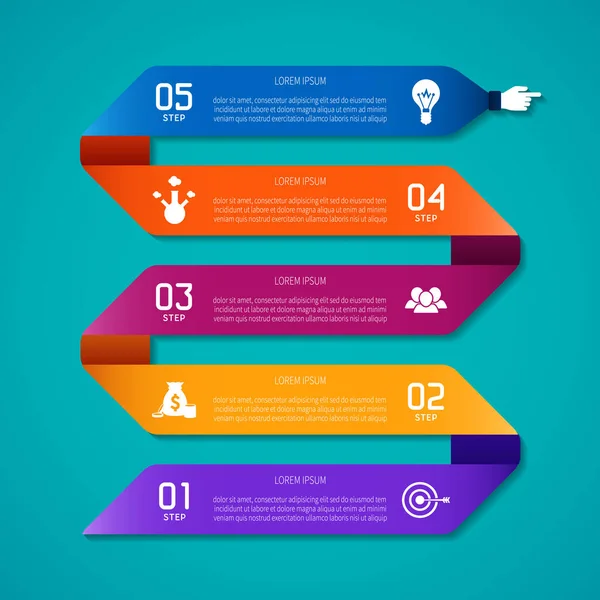 Plantilla Infografía Vectorial Abstracta Estilo Plano Para Esquema Flujo Trabajo — Vector de stock