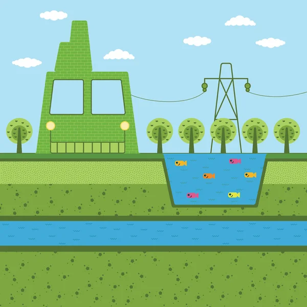 Contaminación Industrial Concepto Estilo Plano — Archivo Imágenes Vectoriales