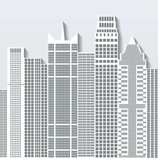 Ilustración Moderna Del Vector Del Paisaje Urbano Con Edificios Oficinas — Vector de stock