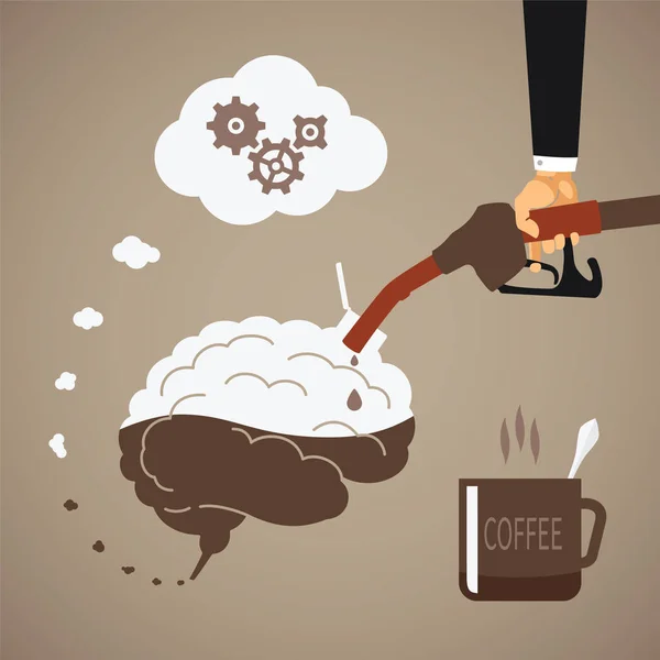 Concepto Vectorial Mente Vigorosa Con Café Cafeína — Vector de stock