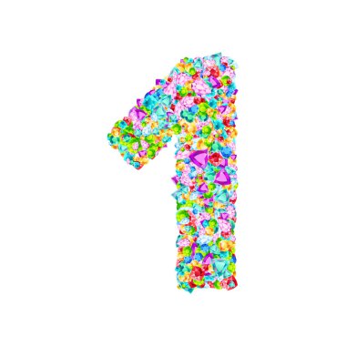 Vektör renkli mücevher taşları yazı tipi, rakamı 1