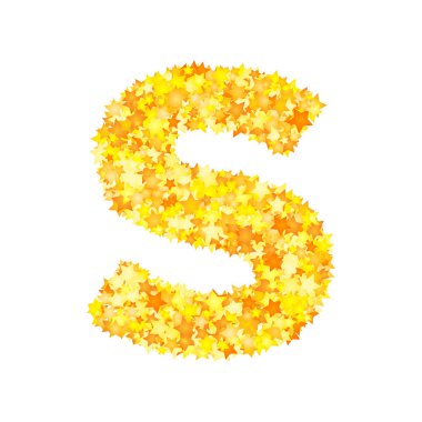Vector yellow stars font, letter S clipart
