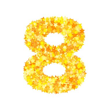 Yazı tipi, rakamı 8 vektör sarı yıldız