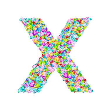 Vektör renkli mücevher taşları yazı tipi, X harfi