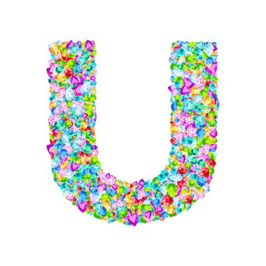 Vektör renkli mücevher taşları yazı tipi, U harfi