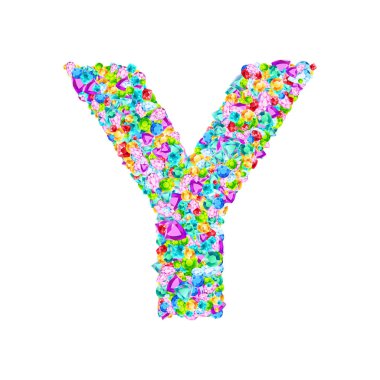 Vektör renkli mücevher taşları yazı tipi, Y harfi