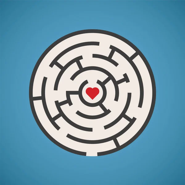 Vektor Herz Form Labyrinth Konzept — Stockvektor