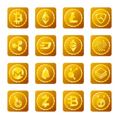 Ana cryptocurrency işaretleri şeffaf arka plan ayarla