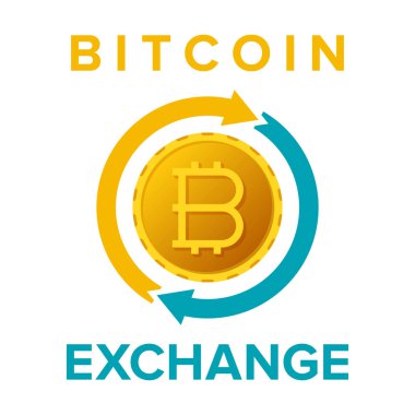 Bitcoin exchange hizmet vektör kayıt düz stil