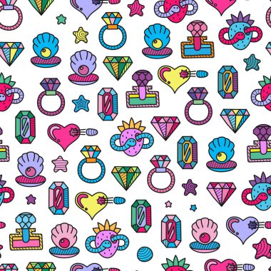 Vektör doodle girly parti Dikişsiz desen, doku veya arka plan