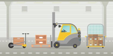 Vektör depo hangar iç boş sahne düz stil