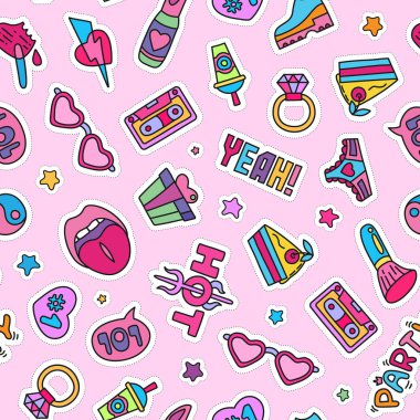 Vektör doodle girly parti Dikişsiz desen, doku veya arka plan