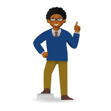 Kazak ve gömlek poz arsız Afrika adam. Dikkat jest.