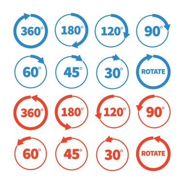 simge kümesi 360 180 120 90 60 45 30 derece farklı döndürme açıları vektör