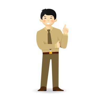 Gömlek ve pantolon poz arsız Asya adam. Dikkat jest.