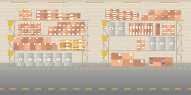 Vektör depo hangar iç boş sahne düz stil